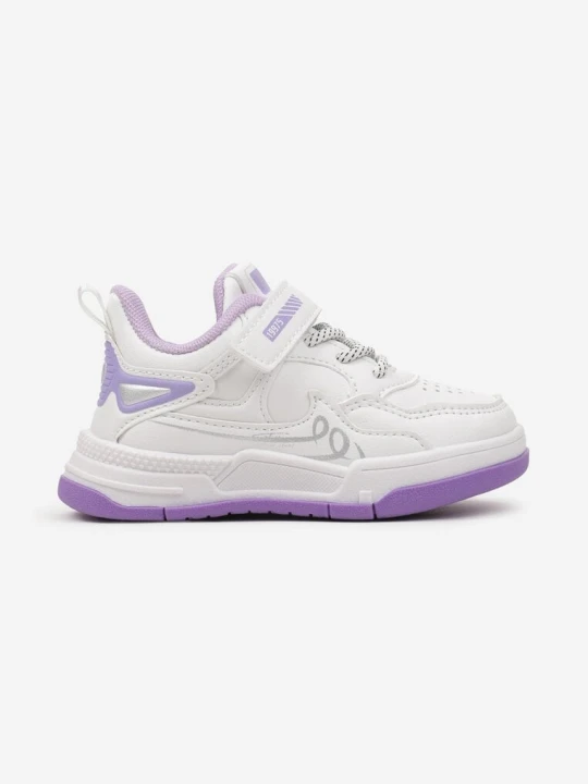 Zdjęcie produktu Biało-Fioletowe Buty Sportowe Sneakersy ze Skórzaną Wkładką Zalora