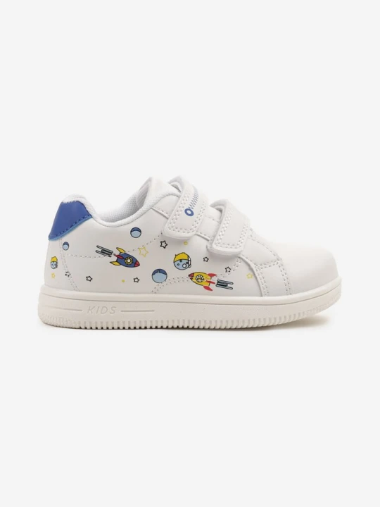 Zdjęcie produktu Biało-Niebieskie Buty Sportowe Zapinane na Rzepy z Motywem Rysunkowym Divosta Bacio&bacio Kids
