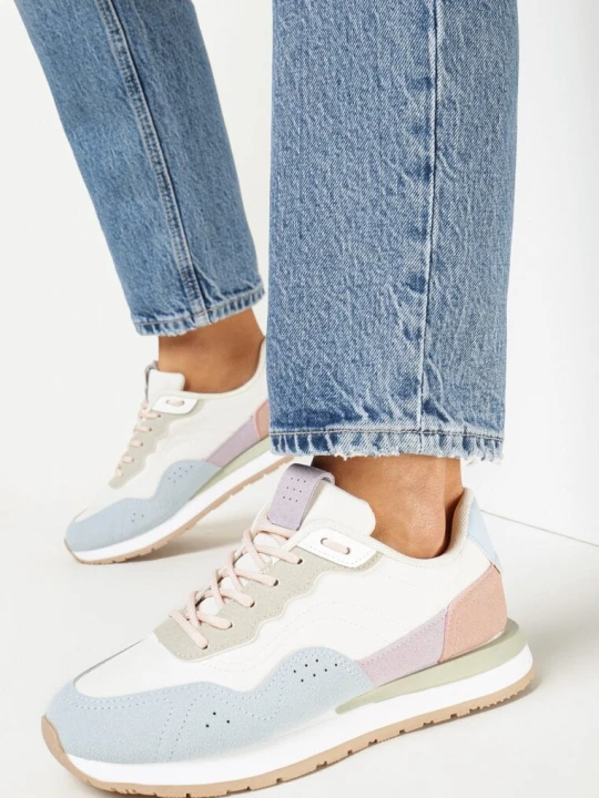 Zdjęcie produktu Biało-Niebieskie Sneakersy na Piankowej Podeszwie Dejana