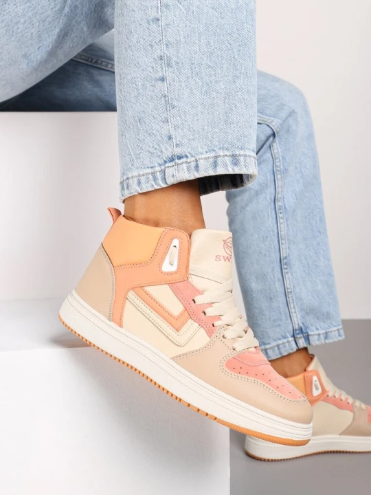 Zdjęcie produktu Biało-Pomarańczowe Sneakersy Maeramia Beżowy