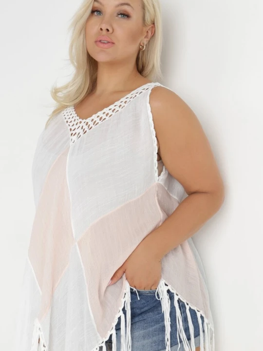 Zdjęcie produktu Biało-Różowa Tunika Nyssaia R&f Fashion