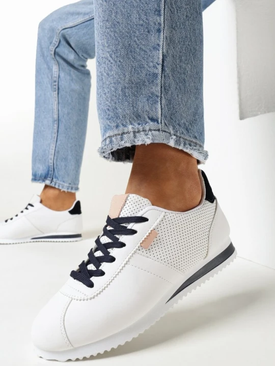 Zdjęcie produktu Biało-Różowe Sneakersy Sznurowane Atheleta