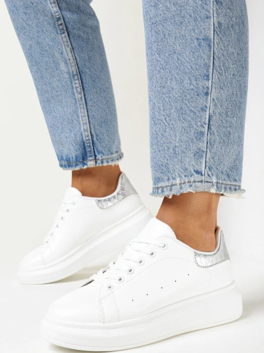 Zdjęcie produktu Biało-Srebrne Sneakersy na Grubej Podeszwie Hypnotic Vices
