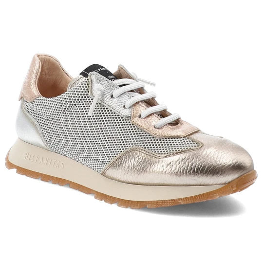 Zdjęcie produktu Biało-Złote Sneakersy Hispanitas Modne Obuwie Damskie
