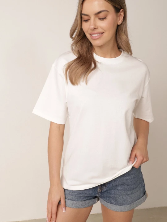 Zdjęcie produktu Biały Bawełniany Klasyczny T-shirt Merovira M&d Fashion