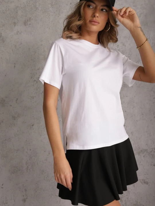 Zdjęcie produktu Biały Bawełniany T-shirt Ozdobiony po Bokach Rozcięciami Brinelle Romee's