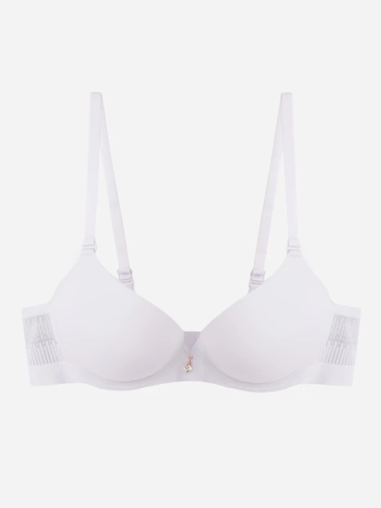 Zdjęcie produktu Biały Biustonosz Push-Up z Bezszwowym Pasem i Ozdobną Aplikacją z Cyrkonią Fenga Love Magnolia