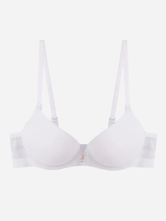 Zdjęcie produktu Biały Biustonosz Push-Up z Bezszwowym Paskiem i Cyrkoniowym Zdobieniem Agnis Love Magnolia