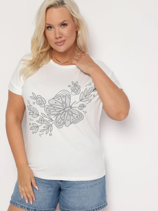 Zdjęcie produktu Biały Klasyczny Bawełniany T-shirt z Nadrukiem Wiloa Generation