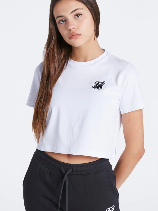 Zdjęcie produktu Biały krótki t-shirt dziewczęcy SikSilk