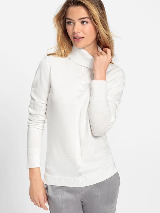 Zdjęcie produktu Biały sweter damski Eva ze stójką - Cool Vision Olsen