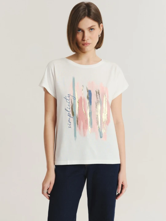 Zdjęcie produktu Biały t-shirt z kolorową grafiką Greenpoint