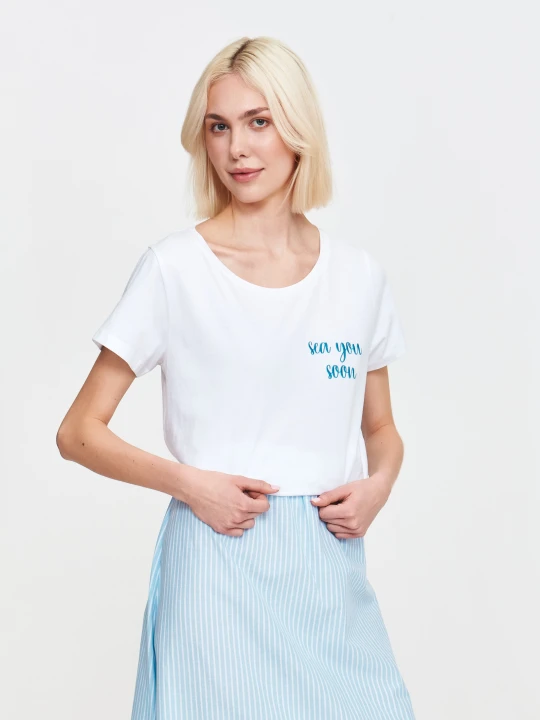 Zdjęcie produktu Biały t-shirt z napisem TOP SECRET