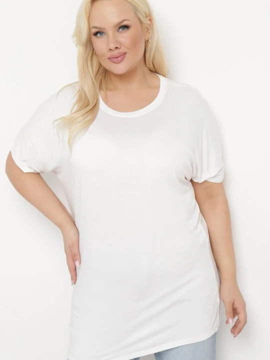 Zdjęcie produktu Biały T-shirt z Rękawami w typie Nietoperza Salilena G-dz Fashion