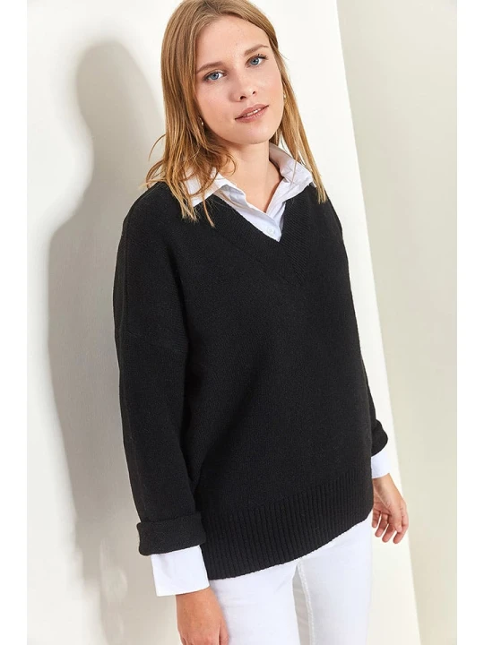 Zdjęcie produktu Bianco Lucci Sweter w kolorze czarnym rozmiar: onesize