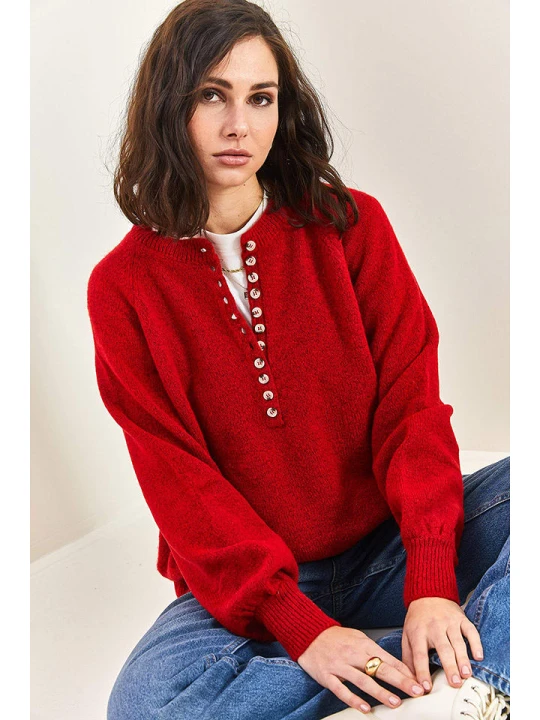 Zdjęcie produktu Bianco Lucci Sweter w kolorze czerwonym rozmiar: onesize