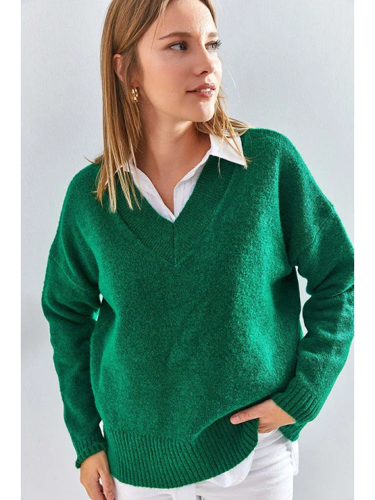 Zdjęcie produktu Bianco Lucci Sweter w kolorze zielonym rozmiar: onesize