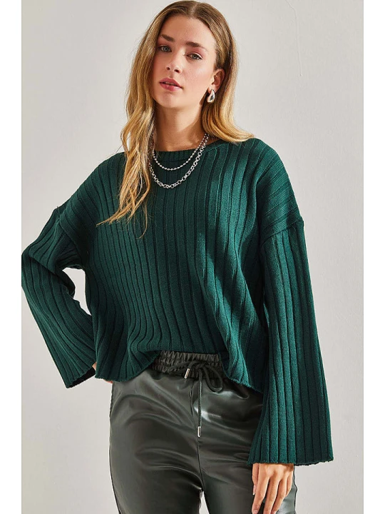 Zdjęcie produktu Bianco Lucci Sweter w kolorze zielonym rozmiar: onesize