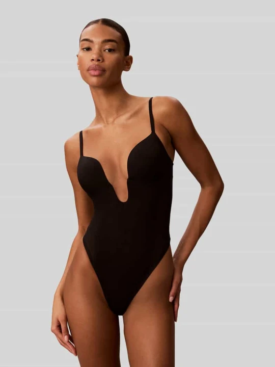 Zdjęcie produktu Bielizna modelująca body z głębokim dekoltem w serek Calvin Klein Czarny