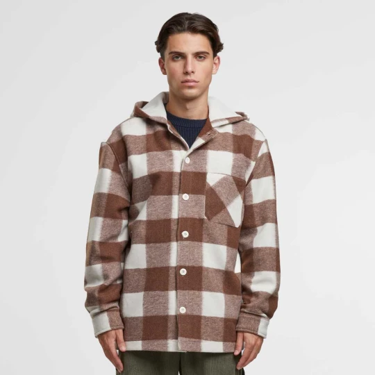 Zdjęcie produktu Big Check Jacket With Hood Urban Classics brązowy