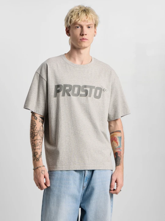 Zdjęcie produktu Big Log t-shirt boxy bawełniany męski szary melanż Klasyk