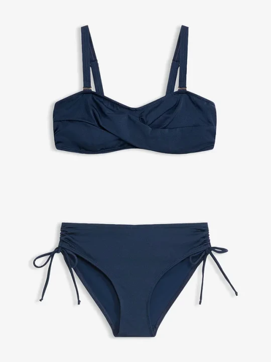 Zdjęcie produktu Bikini balkonetka (2 części) z połyskującego materiału BonPrix niebieski