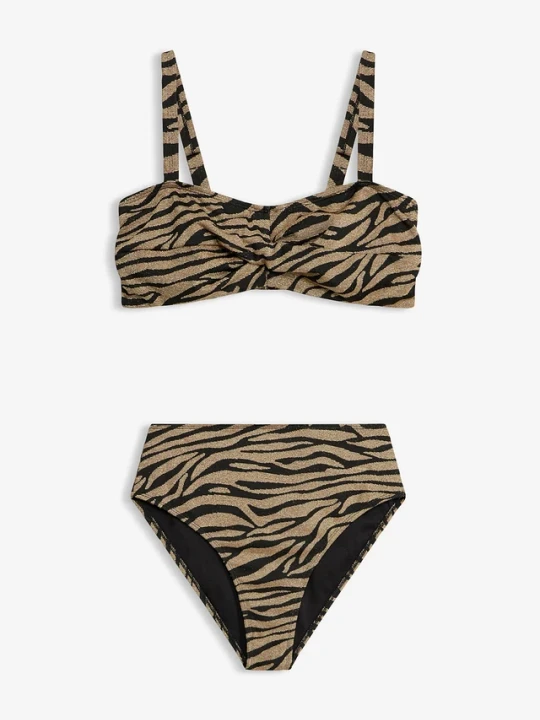 Zdjęcie produktu Bikini balkonetka z połyskującego materiału (komplet 2-cz.) BonPrix czarny