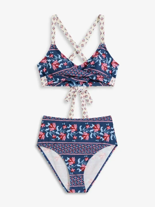 Zdjęcie produktu Bikini bustier (2 części) z efektem założenia kopertowego BonPrix niebieski