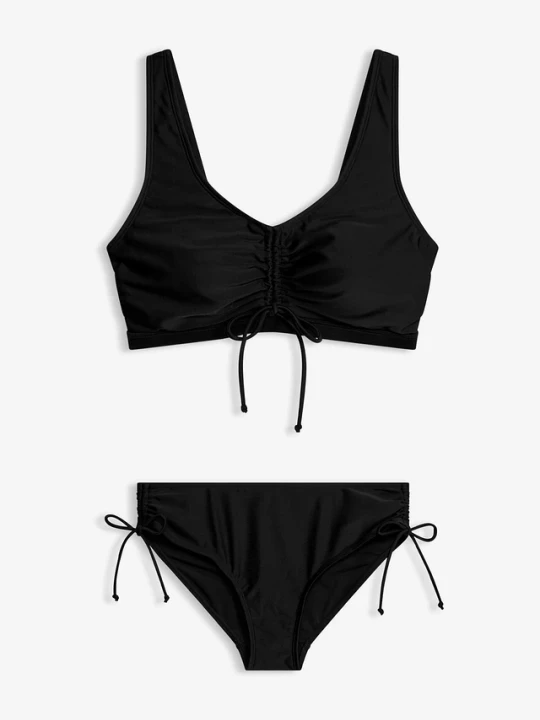 Zdjęcie produktu Bikini bustier (2 części) z troczkami BonPrix czarny