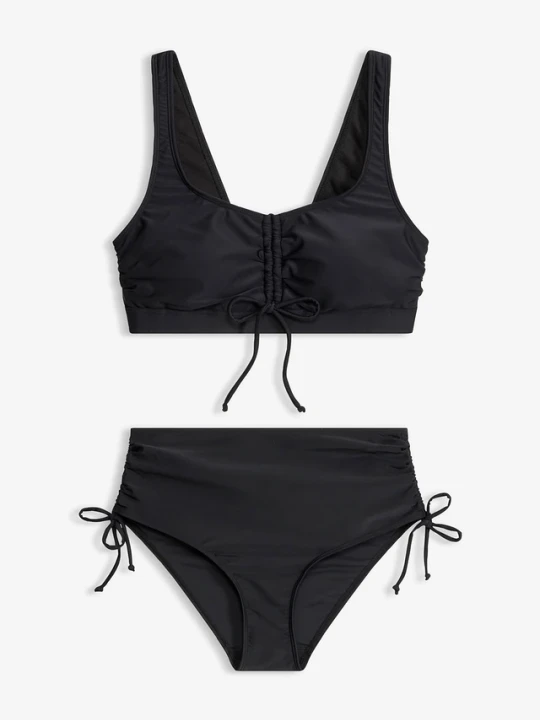 Zdjęcie produktu Bikini bustier z troczkami (komplet 2 cz.) BonPrix czarny