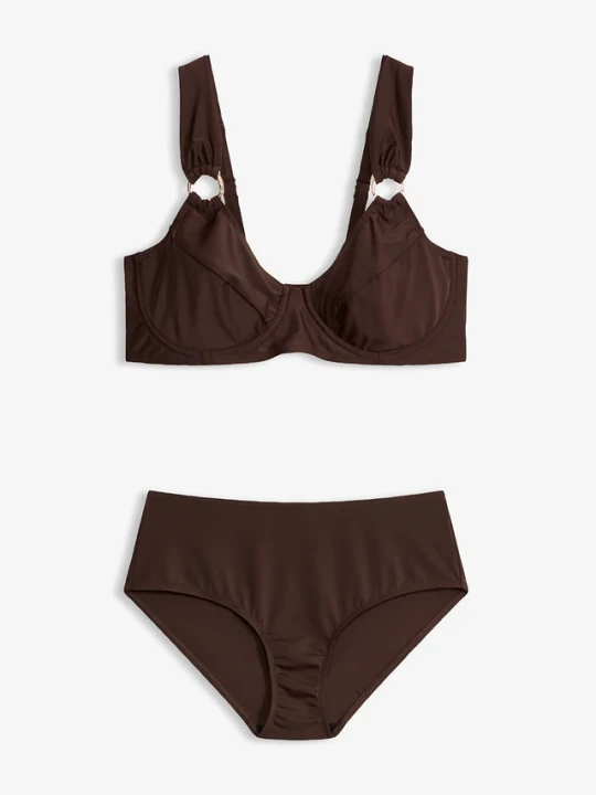 Zdjęcie produktu Bikini minimizer na szerokich ramiączkach (komplet 2-cz.) BonPrix brązowy