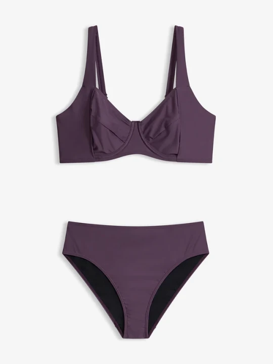 Zdjęcie produktu Bikini minimizer z figami z wysokim stanem lekko modelującymi sylwetkę (komplet 2-cz.) BonPrix fioletowy