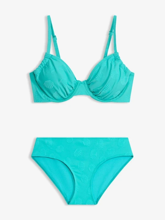 Zdjęcie produktu Bikini na fiszbinach z tkaniny strukturalnej (2 części) BonPrix niebieski