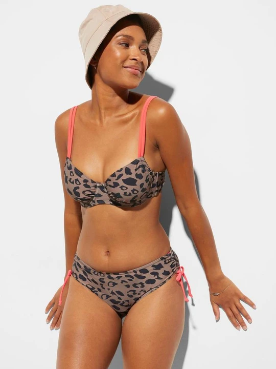 Zdjęcie produktu Bikini na fiszbinach z troczkami (komplet 2-cz.) BonPrix brązowy