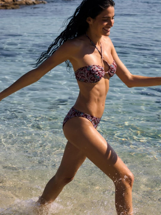 Zdjęcie produktu Bikini Top strapless w kwiaty Etam Marron brun