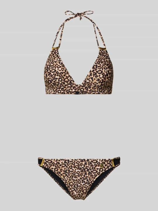 Zdjęcie produktu Bikini trójkątny z nadrukiem zwierzęcym allover model 'Mayumi' Lascana Średniobrązowy