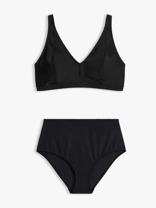 Zdjęcie produktu Bikini z dekoltem w serek (komplet 2-cz.) BonPrix czarny
