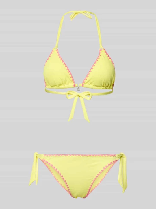 Zdjęcie produktu Zestaw bikini z haftami i wiązaniem Banana Moon Żółty