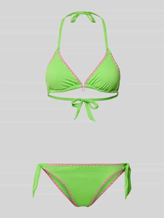 Zdjęcie produktu Zestaw bikini z haftami i wiązaniem Banana Moon Zielony