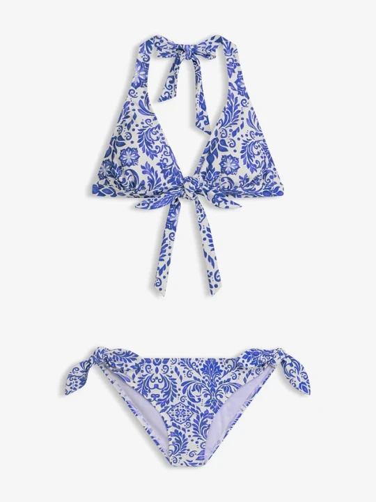 Zdjęcie produktu Bikini z ramiączkami łączonymi na szyi (komp. 2-cz.) BonPrix biały