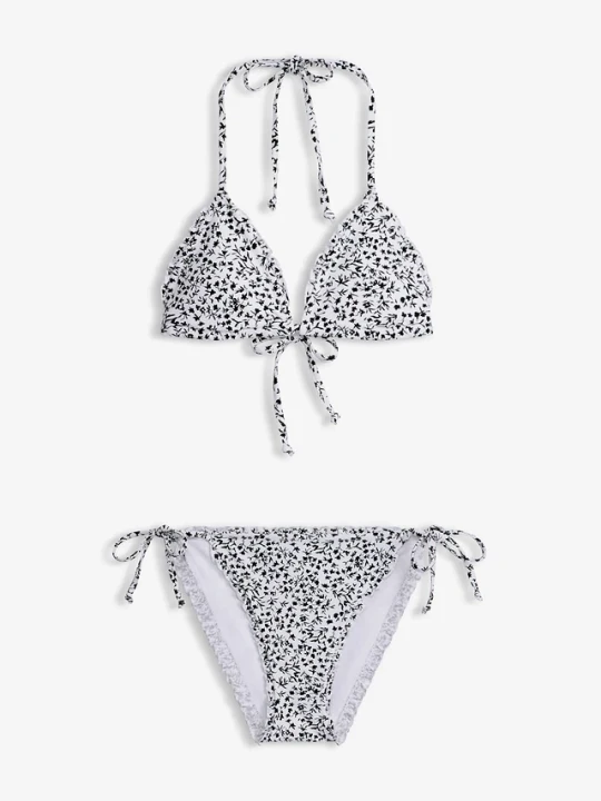 Zdjęcie produktu Bikini z trójkątnymi miseczkami z marszczeniem (2 części) BonPrix biały