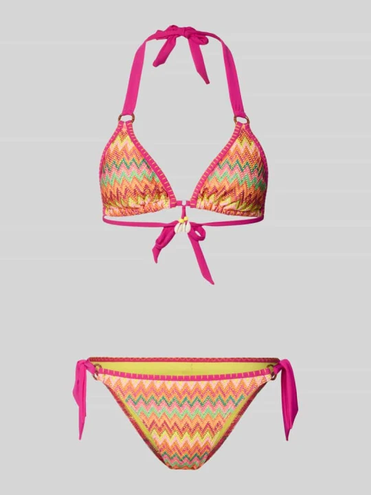 Zdjęcie produktu Zestaw bikini z wiązaniem na szyi model 'LIKOSIMA' Banana Moon Pomarańczowy