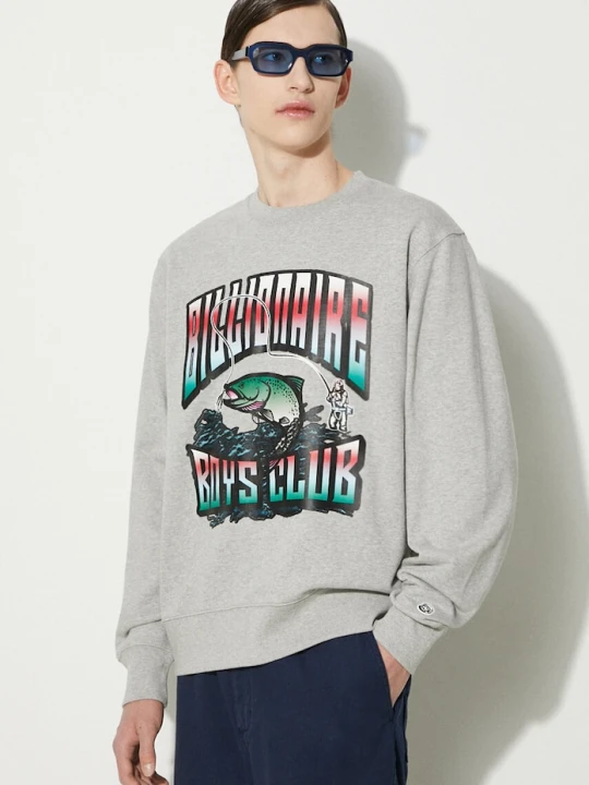 Zdjęcie produktu Billionaire Boys Club bluza bawełniana Big Catch Crewneck szary