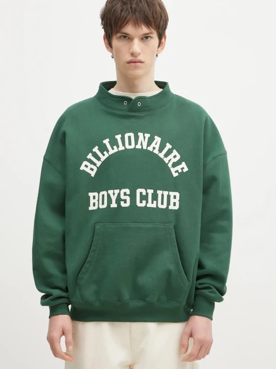 Zdjęcie produktu Billionaire Boys Club bluza bawełniana Stand Collar Sweatshirt zielony