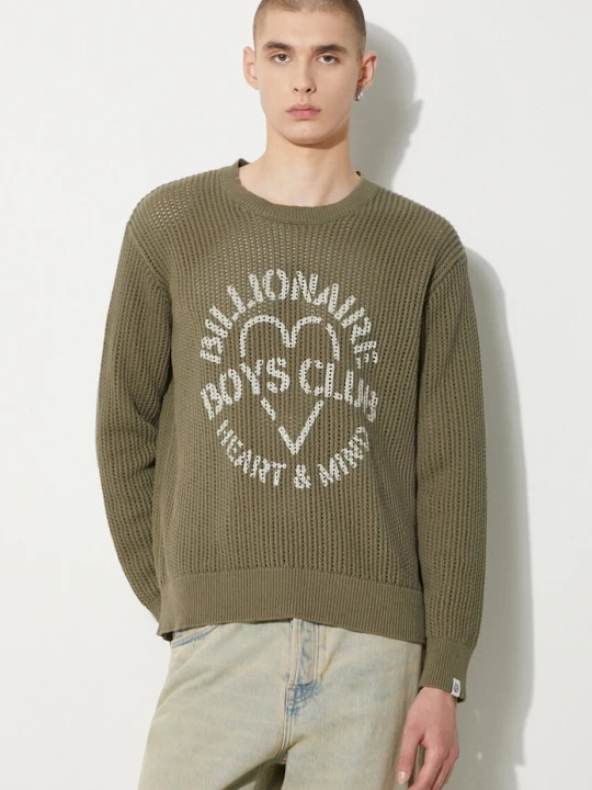 Zdjęcie produktu Billionaire Boys Club sweter bawełniany Heart & Mind Stencil Logo Jumper zielony