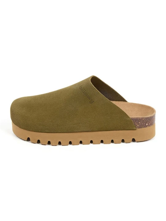Zdjęcie produktu billowy Skórzane chodaki w kolorze khaki rozmiar: 37