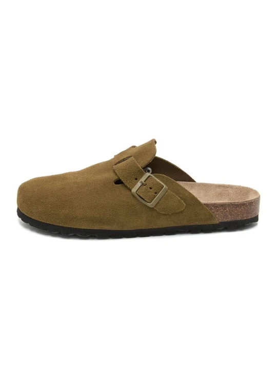 Zdjęcie produktu billowy Skórzane chodaki w kolorze khaki rozmiar: 46