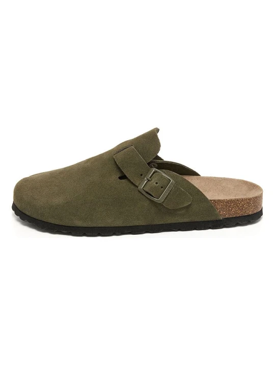 Zdjęcie produktu billowy Skórzane chodaki w kolorze khaki rozmiar: 46