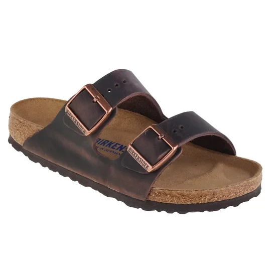 Zdjęcie produktu Birkenstock Arizona FL WB Habana 452761, Damskie, Brązowe, klapki, Skóra olejowana, rozmiar: 36
