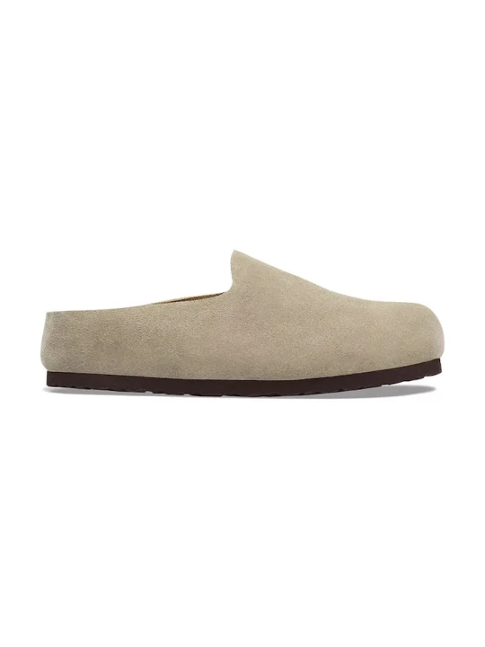 Zdjęcie produktu Birkenstock kapcie zamszowe Amsterdam Wrapped Suede Leather beżowy